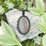 Collana con pendente Picture Jasper Macramé