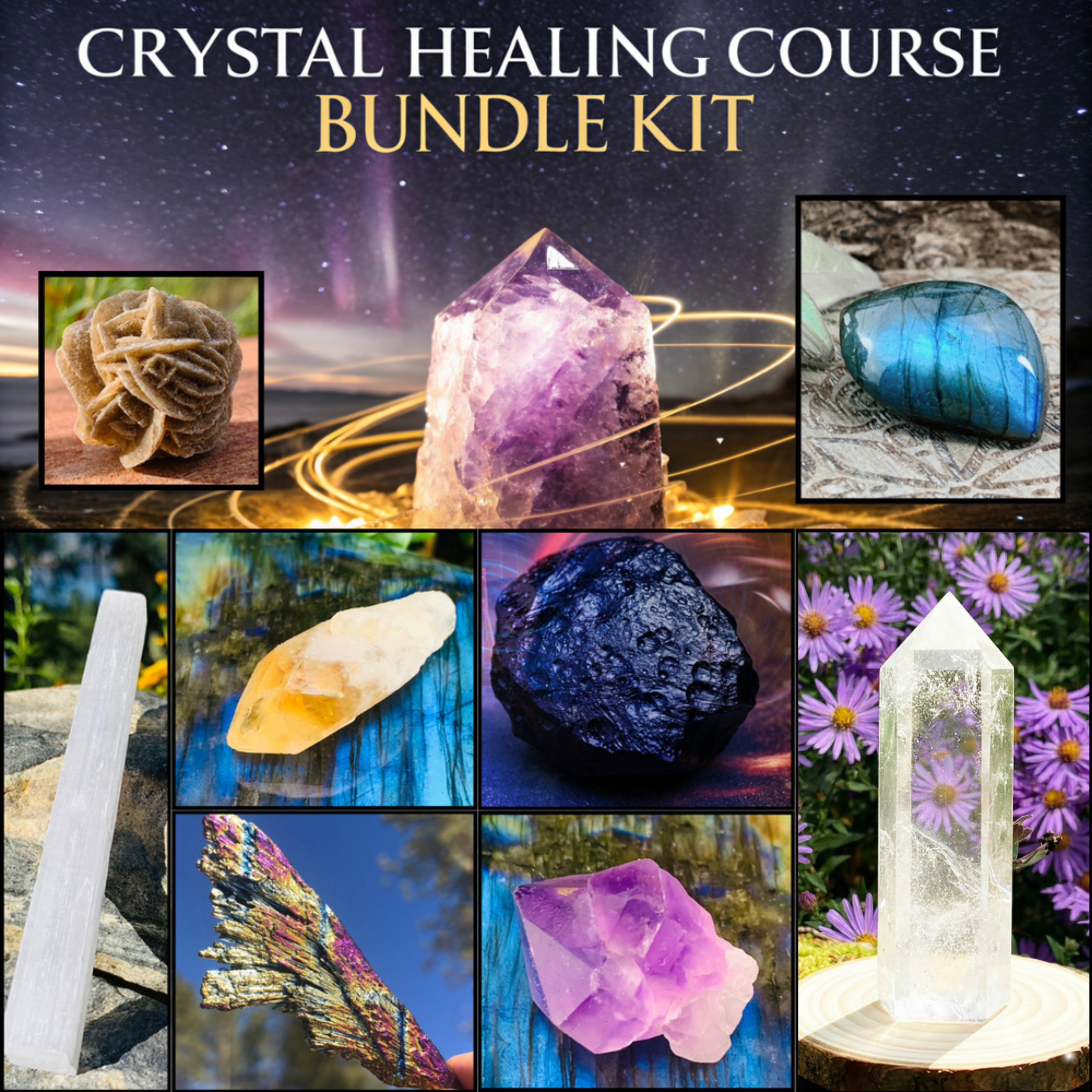 Crystal Healing Course + 8 Crystal Bundle Kit – Spirit Magicka