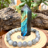 Mala Labradorit-Armband mit Samtbeutel