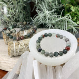 Pulseira Mala African Bloodstone com bolsa de veludo