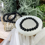 Pulseira Mala de Obsidiana Preta com Bolsa de Veludo