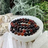Mala Black Stripe Agate-armbånd med fløyelsveske