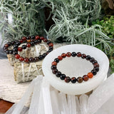 Mala Black Stripe Agate-armbånd med fløyelsveske