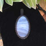 Collar Colgante Macramé De Ágata De Encaje Azul