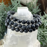 Pulsera Mala Larvikita Con Bolsa De Terciopelo