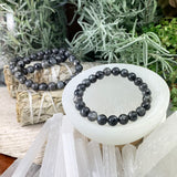 Pulsera Mala Larvikita Con Bolsa De Terciopelo
