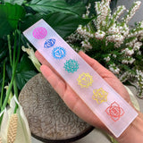 ARRON PRICING - Selenite Chakra Charging Plate + 7 Mini Gemstones - wand