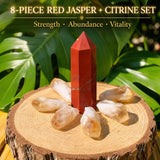 Conjunto 8 Peças Jaspe Vermelho + Citrino