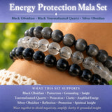 Set di braccialetti Mala di cristallo da 3 pezzi per protezione energetica