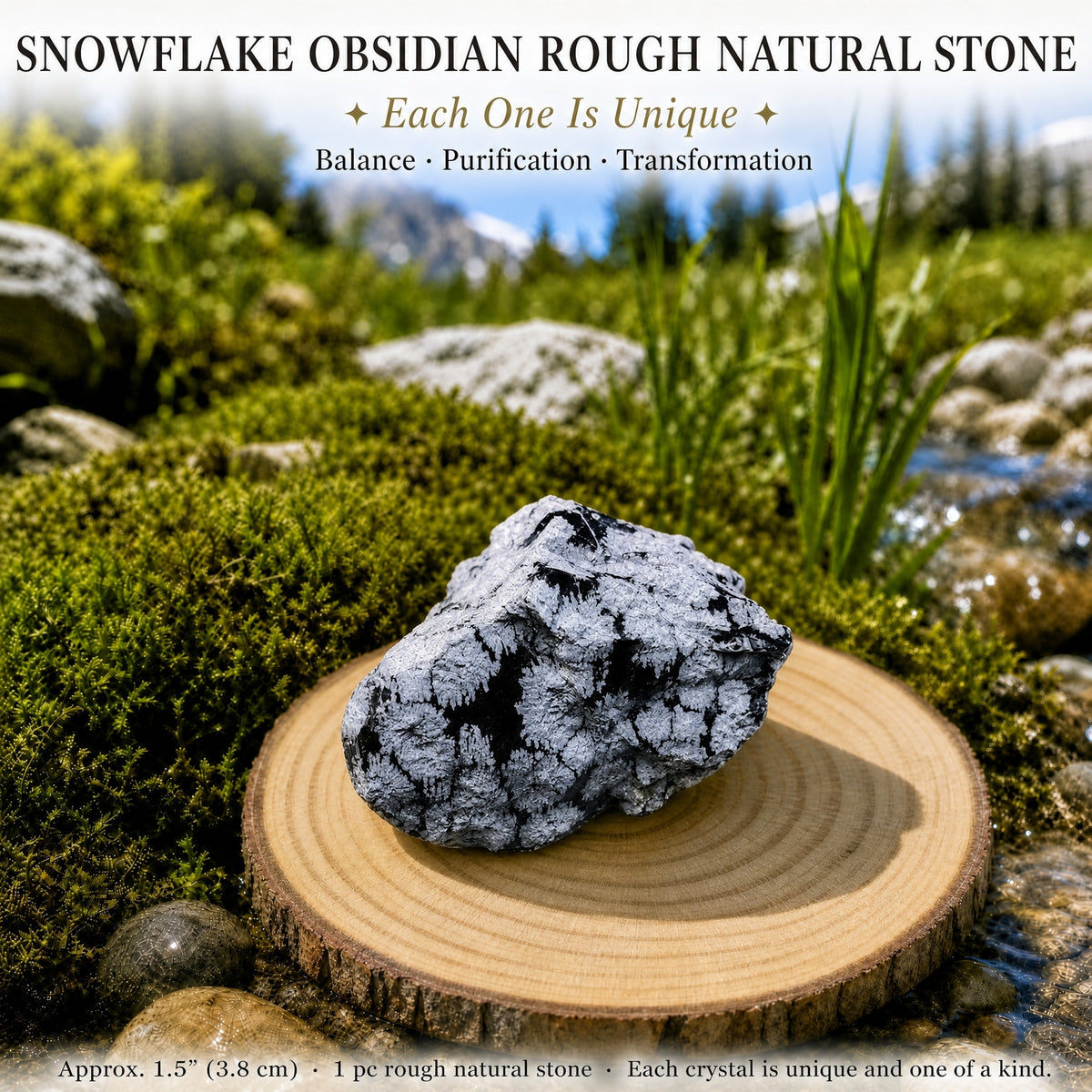 Pietra naturale grezza dell'ossidiana del fiocco di neve