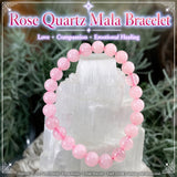 Mala Rosenquarz-Armband mit Samtbeutel