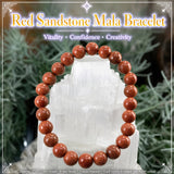 Mala Red Sandstone Bracelet With Velvet Pouch