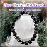 Mala Silver Obsidian Bracelet With Velvet Pouch