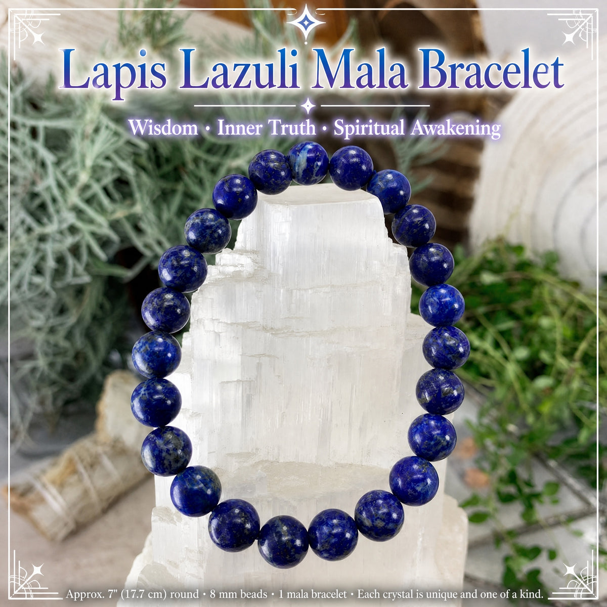 Kadife Keseli Mala Lapis Lazuli Bileklik