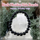 Mala Black Obsidian armbånd med fløyelspose