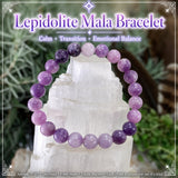 Mala Lepidolit-Armband mit Samtbeutel