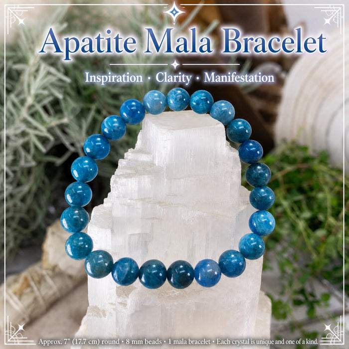 Mala Azurite Bracelet With Velvet Pouch