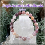 Bracelet Mala Aventurine Violette Avec Pochette En Velours