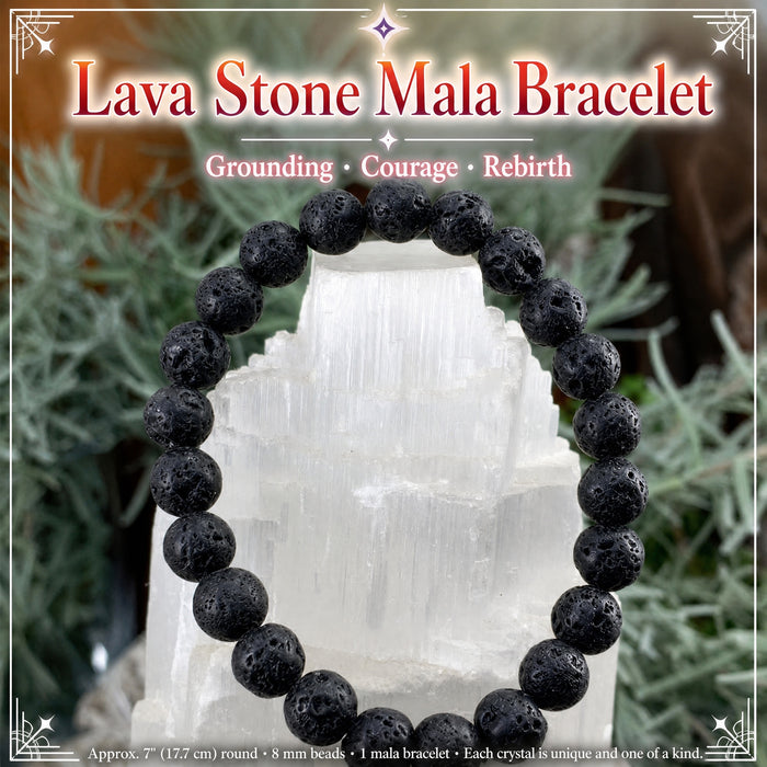 Mala Lava Stone Bracelet With Velvet Pouch