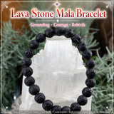 Pulsera De Piedra De Lava Mala Con Bolsa De Terciopelo