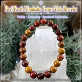 Pulsera Mala Red Earth de jaspe Mookaite con bolsa de terciopelo