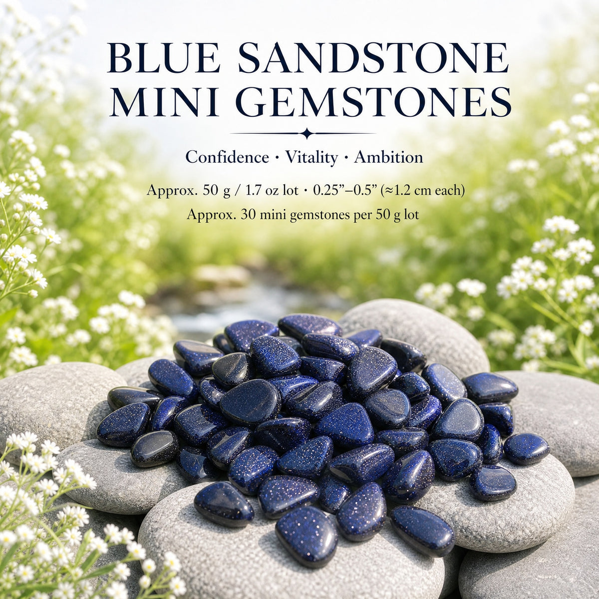 Blue Sandstone Mini Gemstones (50 Gram / 1.7oz. Lot)