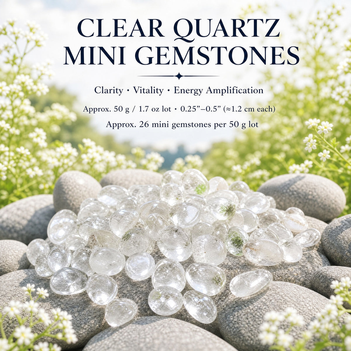 Mini gemas de quartzo transparente (lote de 50 gramas / 1,7 onças)