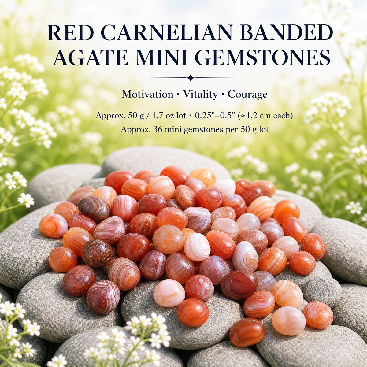 Rote Karneol-Bandachat-Mini-Edelsteine (50 Gramm / 1,7 Unzen Lot)