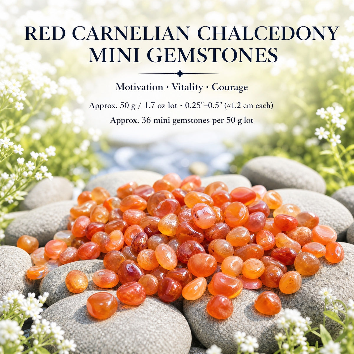 Red Carnelian Chalcedony Mini Gemstones (50 Gram / 1.7oz. Lot)