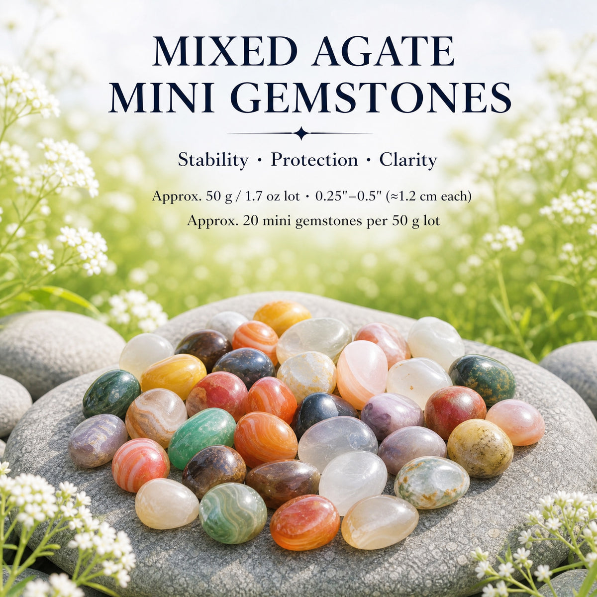 Minipiedras preciosas de ágata mixta (50 gramos / 1,7 oz. Lote)