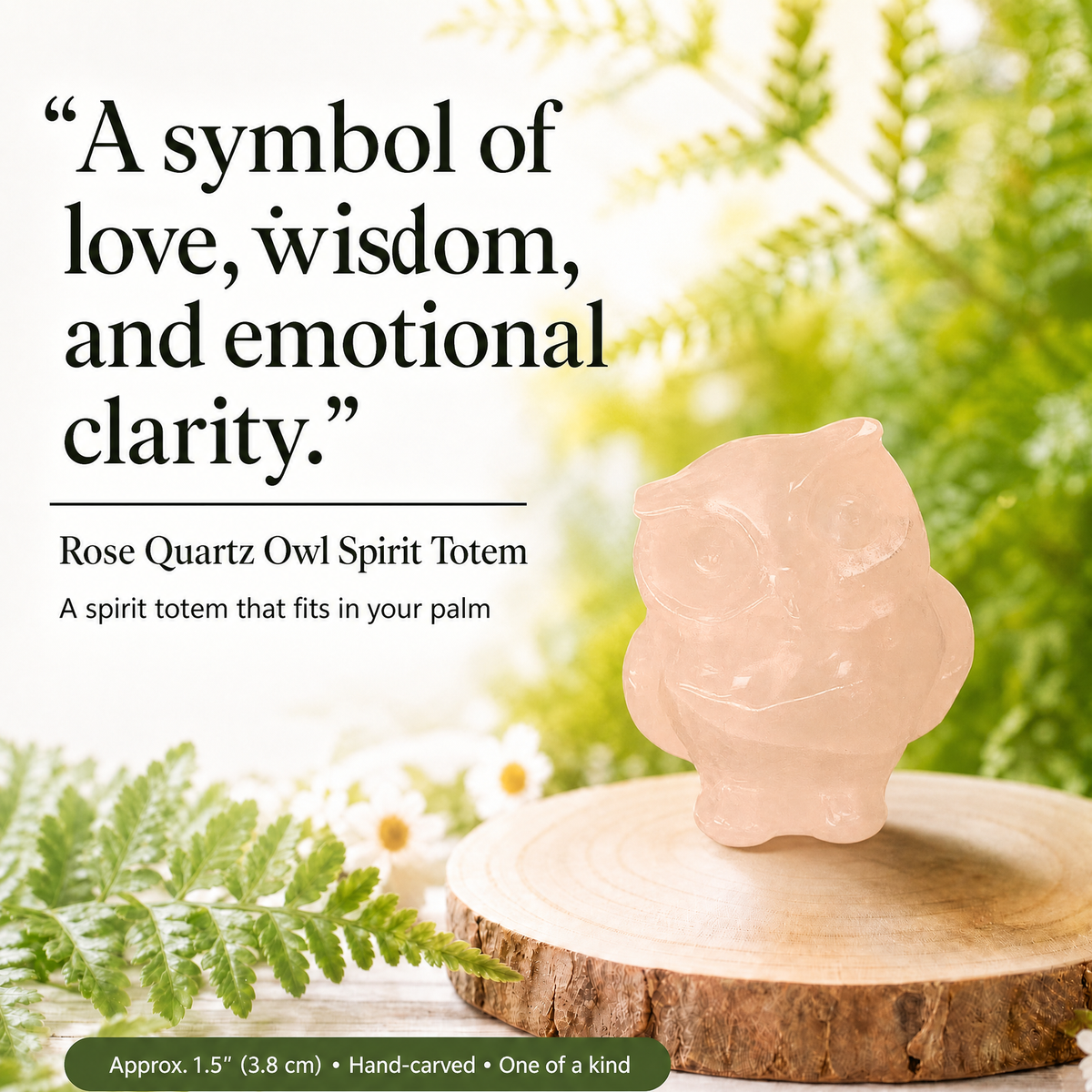 Crystal Animal Spirit Totems: Rose Quartz Owl