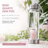 Borraccia con capsula di gemme di quarzo rosa 💧