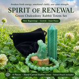 Geist der Erneuerung – Grünes Chalcedon Kaninchen Totem Set