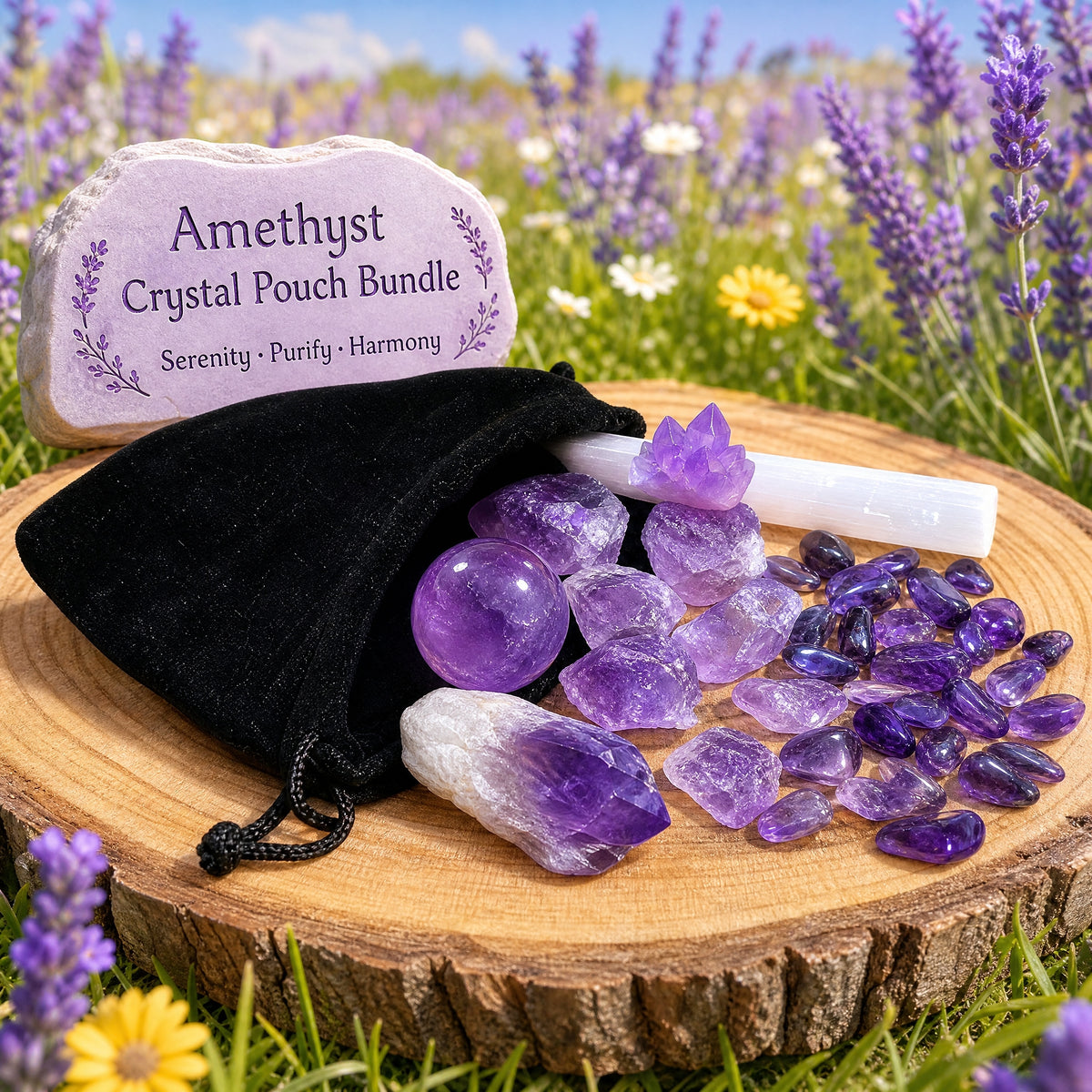Amethyst Crystal Pouch Bundle