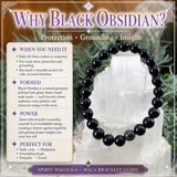 Mala Black Obsidian armbånd med fløyelspose