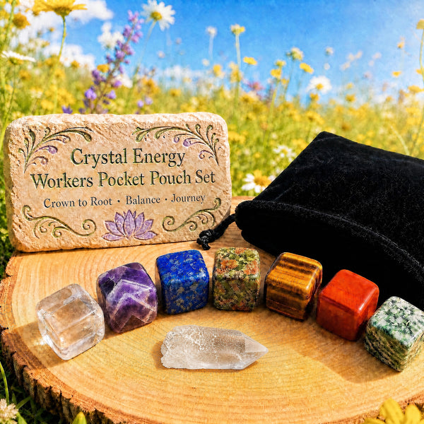 Crystal Energy Workers lommesæt + fløjlsbæretaske