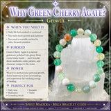 Pulsera Mala De Ágata Cereza Verde Con Bolsita De Terciopelo
