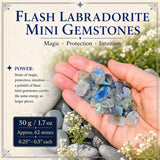 Mini piedras preciosas de labradorita flash (50 gramos / 1,7 oz. Lote)