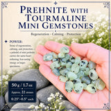 Prehnit mit Turmalin-Mini-Edelsteinen (50 Gramm / 1,7 Unzen Lot)
