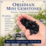 Mini pedras preciosas de obsidiana (lote de 50 gramas / 1,7 onças)