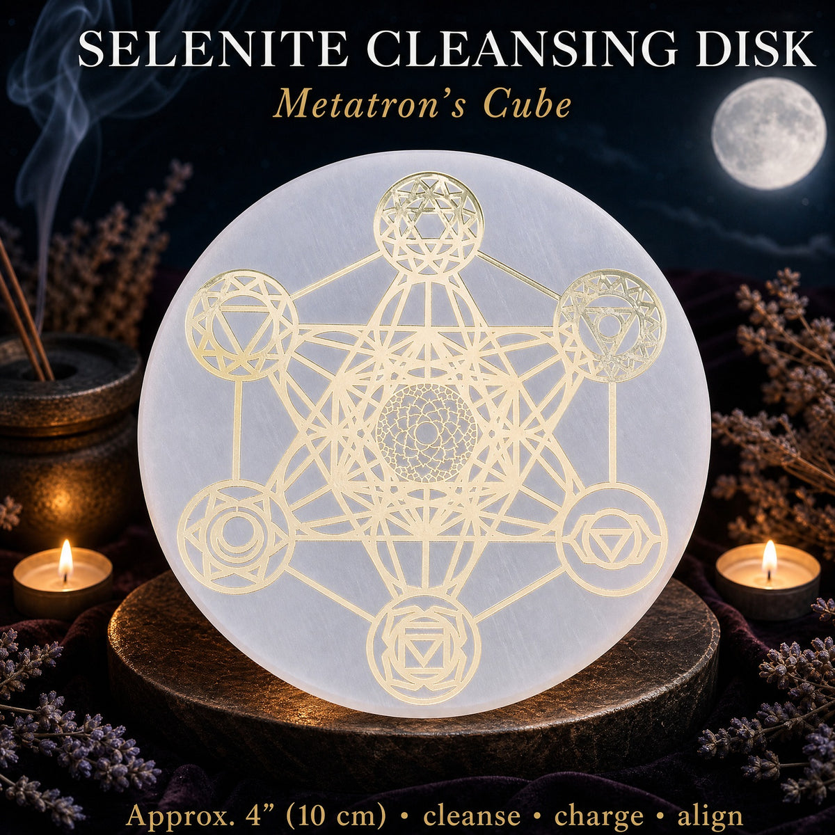 Disque de nettoyage du cube de sélénite Metatron