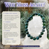 Mala Moss Agate Bracelet With Velvet Pouch