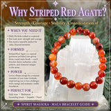 Mala Striped Red Agate Bracelet With Velvet Pouch