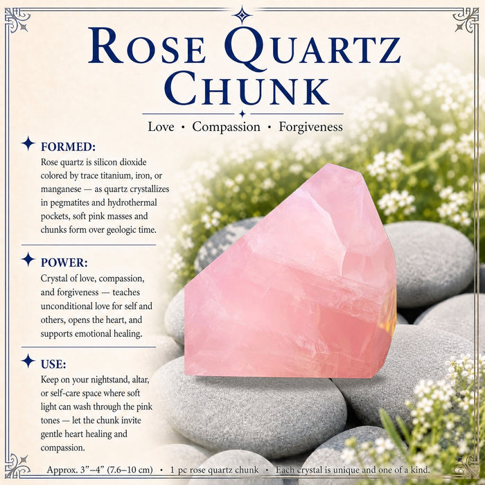Chunky pink rose quartz freeform on grey stones