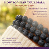 Pulsera De Piedra De Lava Mala Con Bolsa De Terciopelo