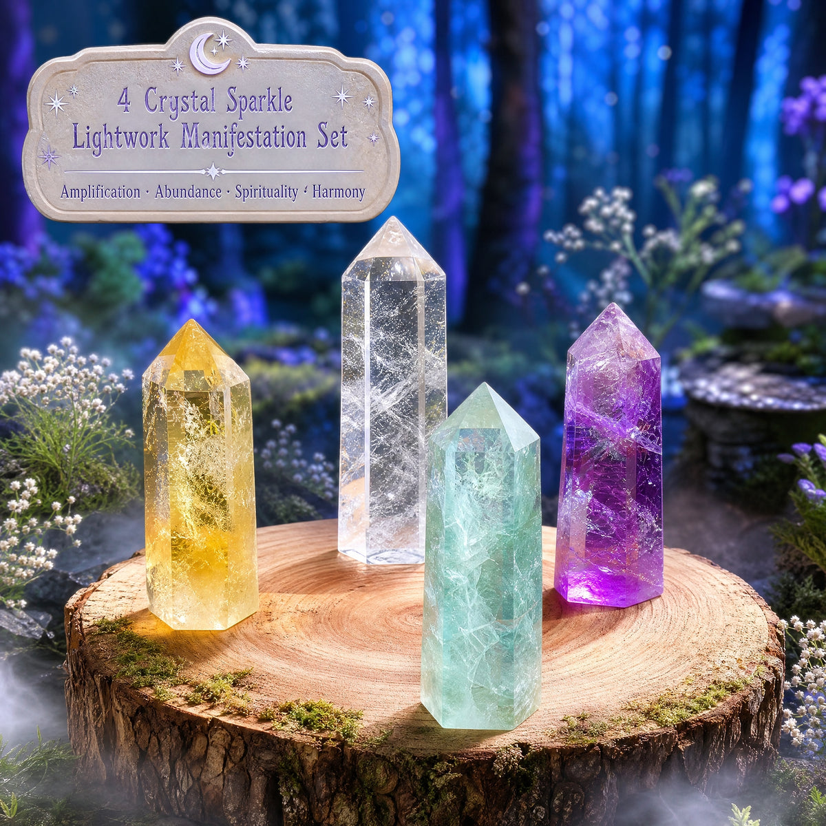4 Crystal Sparkle Lightwork Manifestation Set