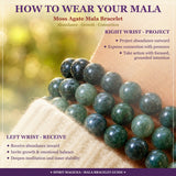 Mala Moss Agate Bracelet With Velvet Pouch