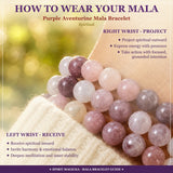 Bracelet Mala Aventurine Violette Avec Pochette En Velours