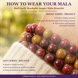Pulsera Mala Red Earth de jaspe Mookaite con bolsa de terciopelo