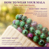 Pulsera Mala Rubí Zoisita Con Bolsita De Terciopelo